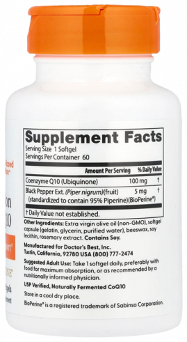 Doctor's Best High Absorption Co Q10, Коэнзим Q10, 60 капсул